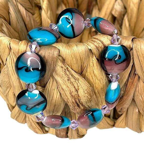 Swirl Wave Beaded Jewelry 3 Piece Set Bracelet Earrings Pendant / Charm - Picture 3 of 8